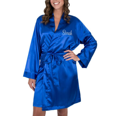 Personalized Satin Bridal Party Robe with Name - Embroidered