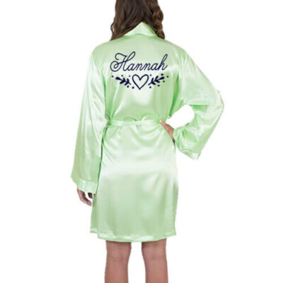 Satin Robe with Name & Heart Laurel