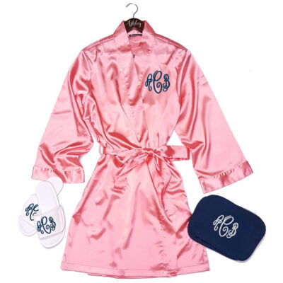 Monogrammed Satin Robe Set