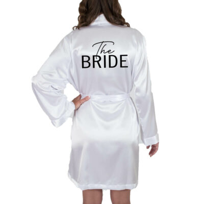 "The Bride" Satin Robe with Swashes