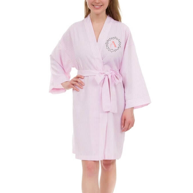 Personalized Seersucker Bridal Party Robe with Initial