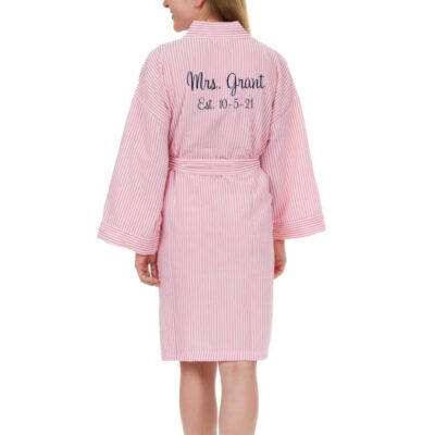 Personalized "Mrs." Seersucker Bride Robe with Date