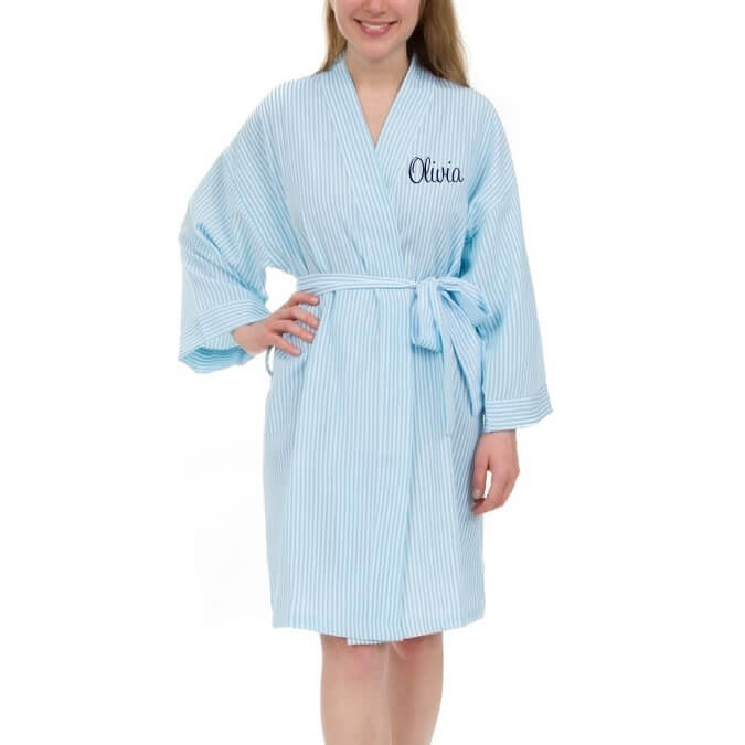 Personalized Seersucker Bridal Party Robe with Name