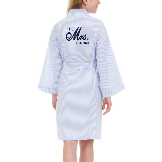 Personalized "The Mrs." Seersucker Bride Robe