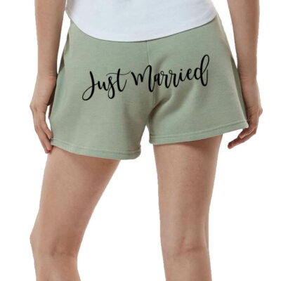 Personalized "Just Married" Bride Shorts - Back