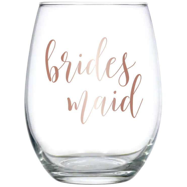 Bridal Party Stemless Wine Glass