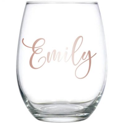 Stemless Wine Glass with Name