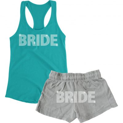 Rhinestone Bride Tank Top and Shorts Set - Block