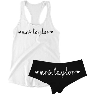 "Mrs." Tank Top & Boyshort Set with Hearts