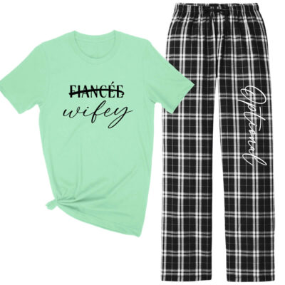 "Fiancee" to "Wifey" Flannel Pant Set