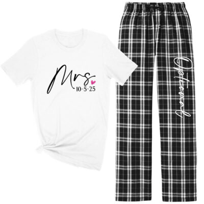 "Mrs." Flannel Pants Set with Date