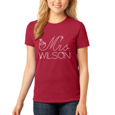 Personalized "Mrs." Rhinestone Bride T-Shirt