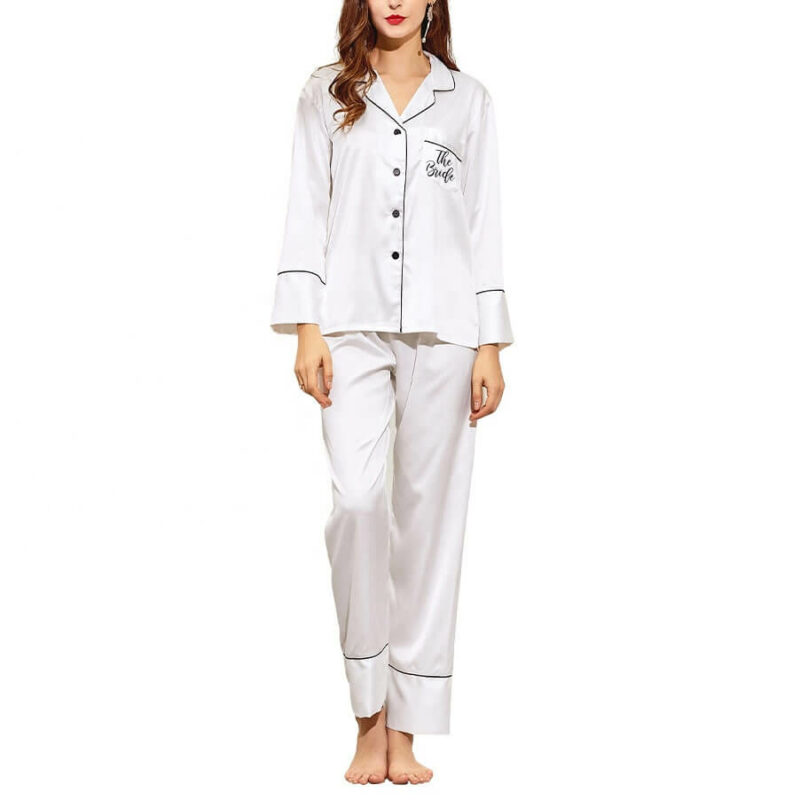 "The Bride" Button-up Pajama Pant Set