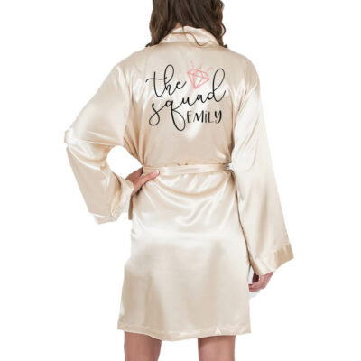 "The Squad" Satin Robe with Diamond