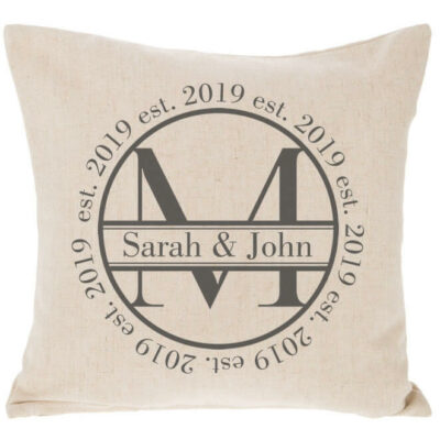 Circle Split Monogram Throw Pillow