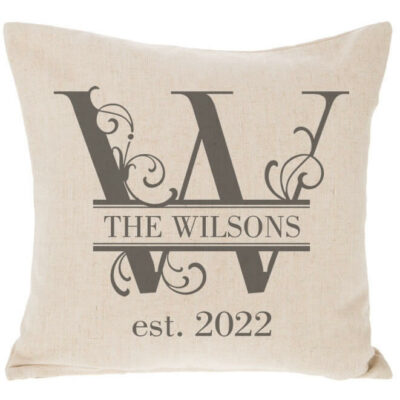 Split Monogram Throw Pillow