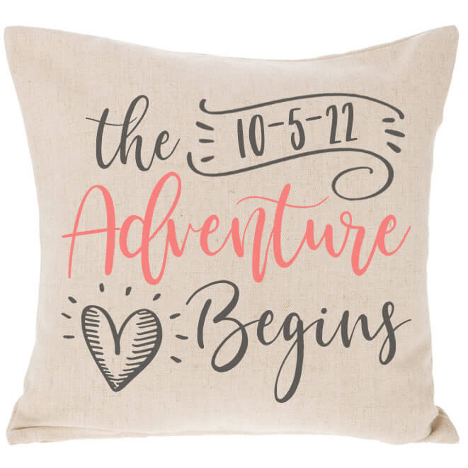 "The Adventure Begins" Throw Pillow