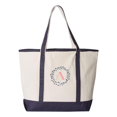 Tote Bag with Wreath Monogram