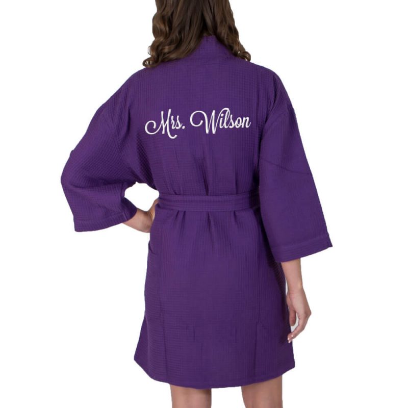 Personalized "Mrs." Waffle Bride Robe (Back)