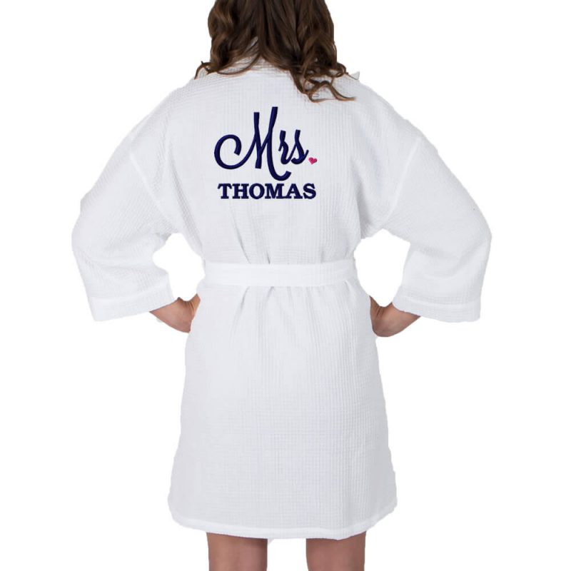 Personalized "Mrs." Waffle Bride Robe with Heart