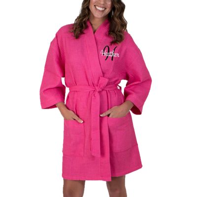 Personalized Waffle Bridal Party Robe with Name and Initial