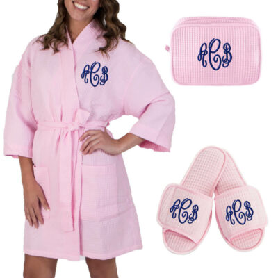 Monogrammed Waffle Robe Set