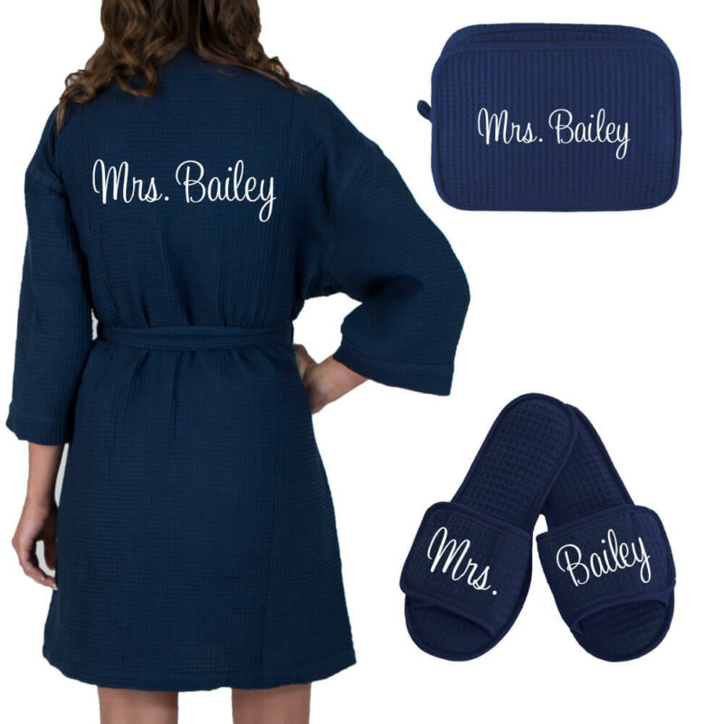 Personalized Bride Waffle Robe Set with Name