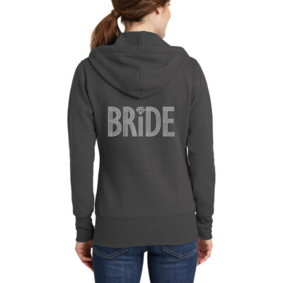 Rhinestone Full-Zip Bride Hoodie with Diamond Accent