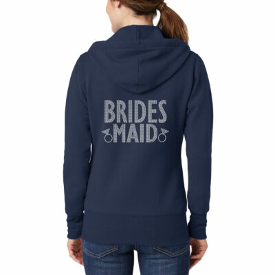 Full-Zip Rhinestone Bridesmaid Hoodie - Block