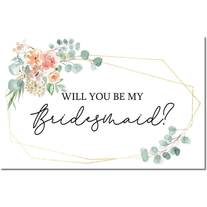 Will you be my Bridesmaid Card - Gold Frame