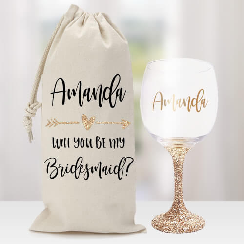 Will you be my Bridesmaid Wine Glass Set