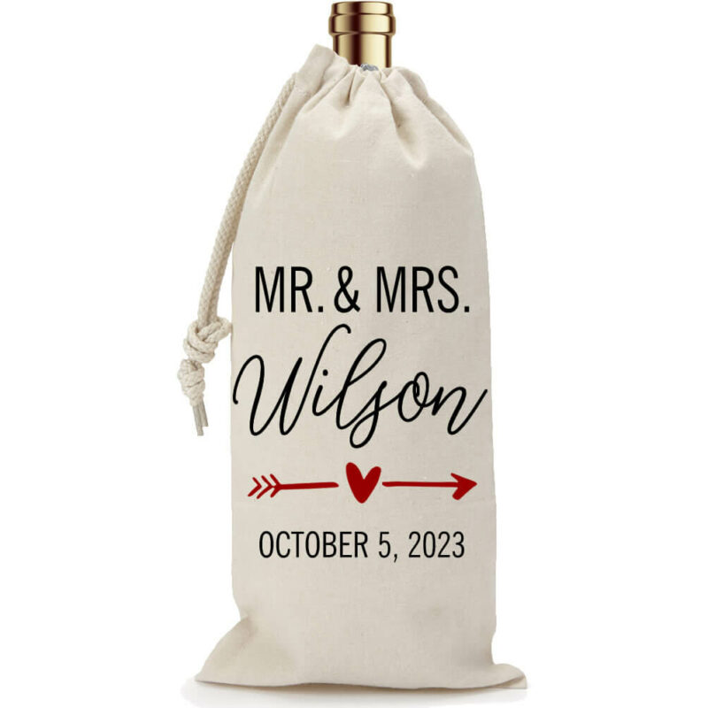 Personalized "Mr. & Mrs." Wine Bag with Arrow