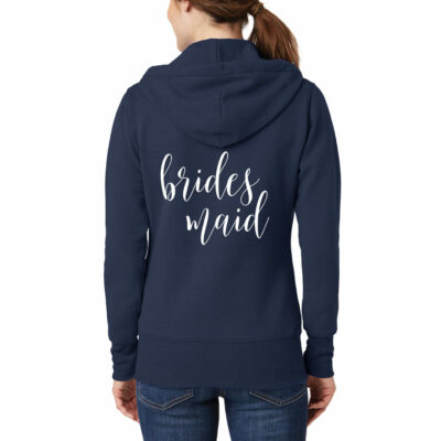 Full-Zip Bridesmaid Hoodie - Lowercase Script