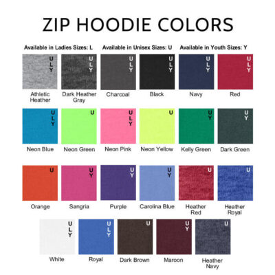 Zip Hoodie Colors